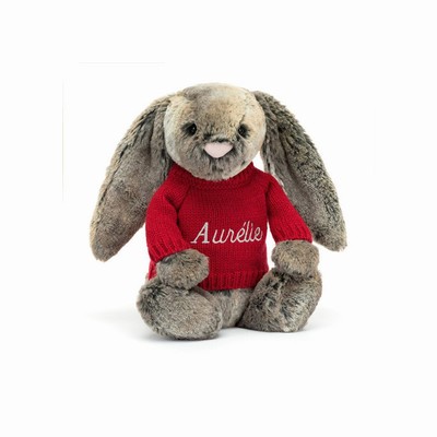 Jellycat Bashful Cottontail Bunny with Red Jumper USA | 32947TUVX